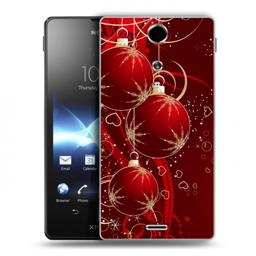 Дизайнерский пластиковый чехол для Sony Xperia TX Новогодние шары