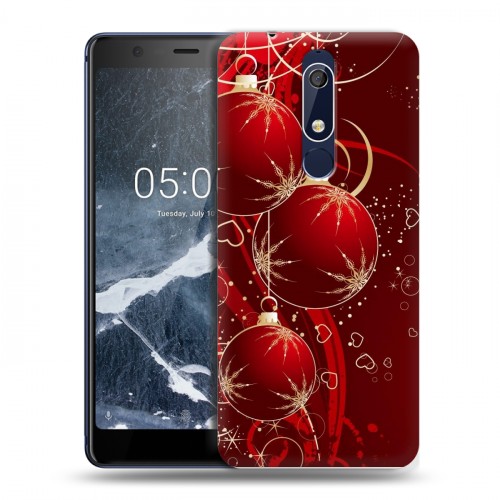 Дизайнерский пластиковый чехол для Nokia 5.1 Новогодние шары