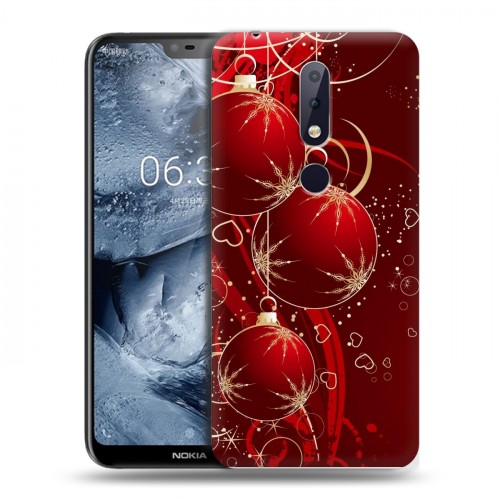 Дизайнерский силиконовый чехол для Nokia 6.1 Plus Новогодние шары