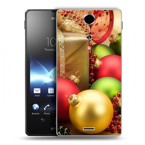 Дизайнерский пластиковый чехол для Sony Xperia TX Новогодние шары