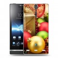 Дизайнерский пластиковый чехол для Sony Xperia S Новогодние шары