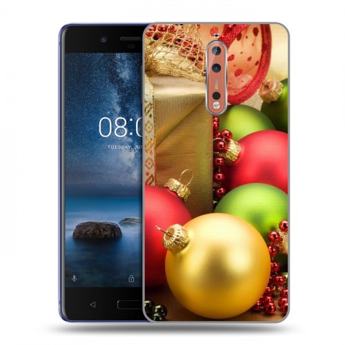 Дизайнерский пластиковый чехол для Nokia 8 Новогодние шары