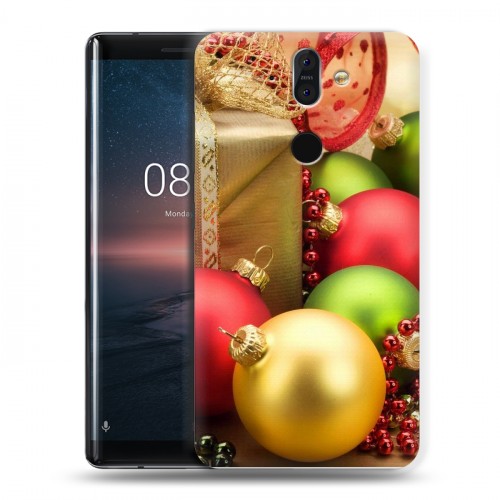 Дизайнерский силиконовый чехол для Nokia 8 Sirocco Новогодние шары