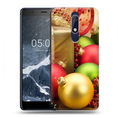 Дизайнерский пластиковый чехол для Nokia 5.1 Новогодние шары