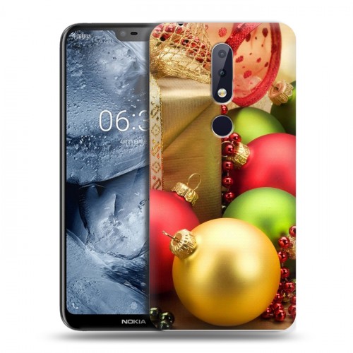 Дизайнерский пластиковый чехол для Nokia 6.1 Plus Новогодние шары