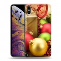 Дизайнерский силиконовый чехол для Iphone Xs Max Новогодние шары