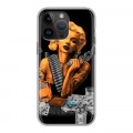 Дизайнерский силиконовый с усиленными углами чехол для Iphone 14 Pro Max Мерлин Монро
