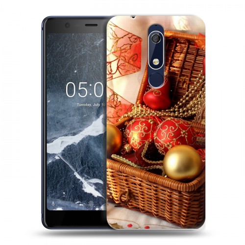 Дизайнерский пластиковый чехол для Nokia 5.1 Новогодние шары