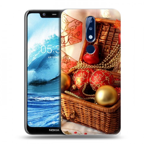 Дизайнерский силиконовый чехол для Nokia 5.1 Plus Новогодние шары