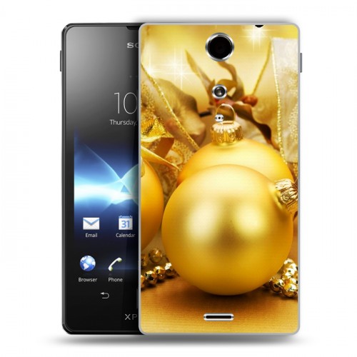 Дизайнерский пластиковый чехол для Sony Xperia TX Новогодние шары