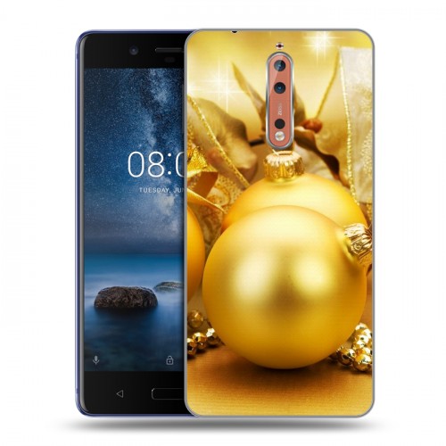 Дизайнерский пластиковый чехол для Nokia 8 Новогодние шары