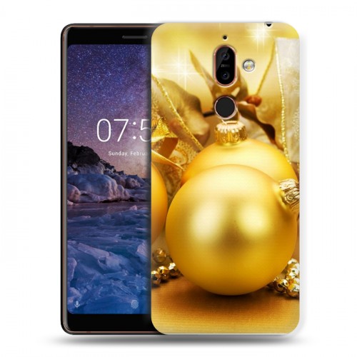 Дизайнерский пластиковый чехол для Nokia 7 Plus Новогодние шары