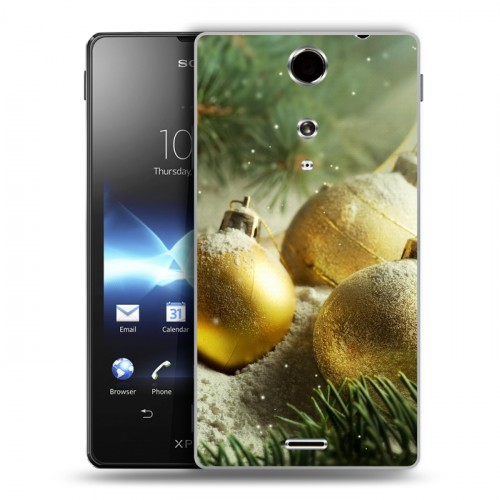 Дизайнерский пластиковый чехол для Sony Xperia TX Новогодние шары