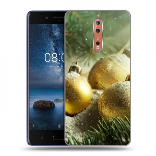 Дизайнерский пластиковый чехол для Nokia 8 Новогодние шары