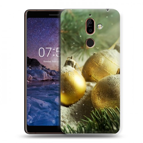 Дизайнерский пластиковый чехол для Nokia 7 Plus Новогодние шары