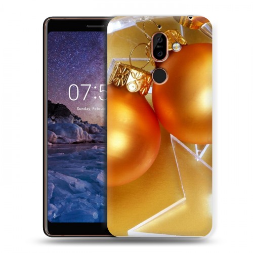 Дизайнерский пластиковый чехол для Nokia 7 Plus Новогодние шары