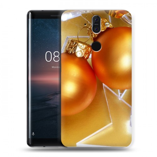 Дизайнерский пластиковый чехол для Nokia 8 Sirocco Новогодние шары