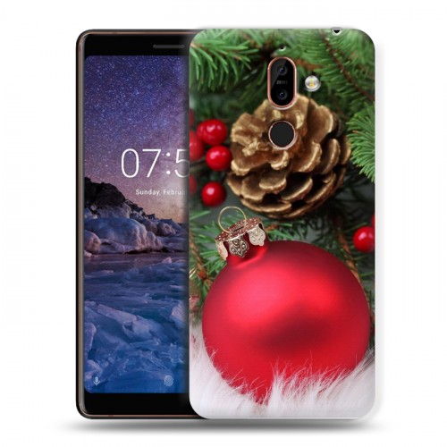 Дизайнерский пластиковый чехол для Nokia 7 Plus Новогодние шары