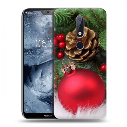 Дизайнерский пластиковый чехол для Nokia 6.1 Plus Новогодние шары