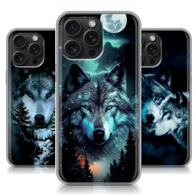 Дизайнерский силиконовый чехол для Iphone 15 Pro Max Волки