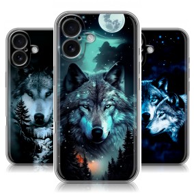Дизайнерский силиконовый чехол для Iphone 16 Волки