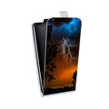 Дизайнерский вертикальный чехол-книжка для Nokia 7 Plus Молния