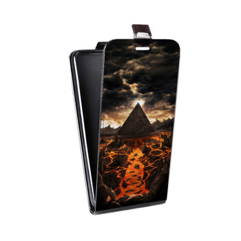 Дизайнерский вертикальный чехол-книжка для Iphone 5s Вулканы (на заказ)