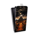 Дизайнерский вертикальный чехол-книжка для Samsung Galaxy Grand Вулканы