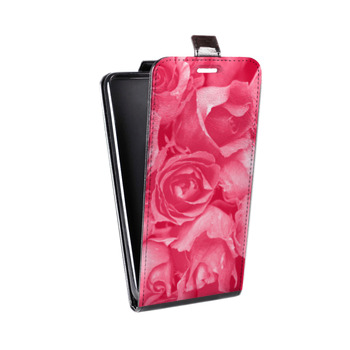 Дизайнерский вертикальный чехол-книжка для HTC U12 Plus Монохромные цветы (на заказ)