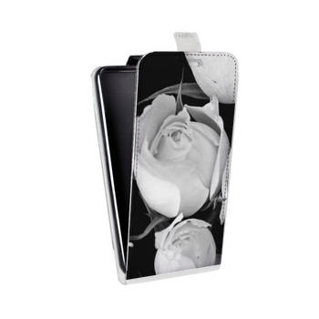 Дизайнерский вертикальный чехол-книжка для Samsung Galaxy J1 mini Prime (2016) Монохромные цветы (на заказ)