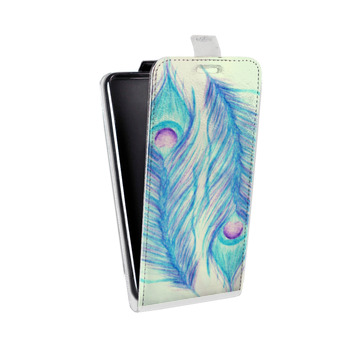 Дизайнерский вертикальный чехол-книжка для Samsung Galaxy Note 2 Перья павлина (на заказ)