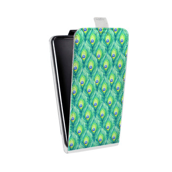 Дизайнерский вертикальный чехол-книжка для Samsung Galaxy Core Lite Перья павлина (на заказ)