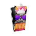Дизайнерский вертикальный чехол-книжка для Alcatel OneTouch Pop Star Космик кошки