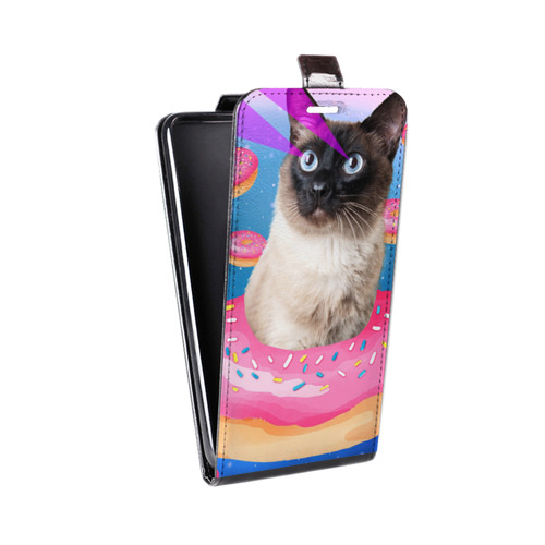 Дизайнерский вертикальный чехол-книжка для Iphone 5c Космик кошки