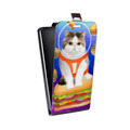 Дизайнерский вертикальный чехол-книжка для Huawei P40 Космик кошки
