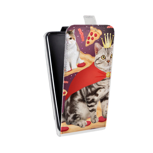 Дизайнерский вертикальный чехол-книжка для Alcatel One Touch Hero Космик кошки