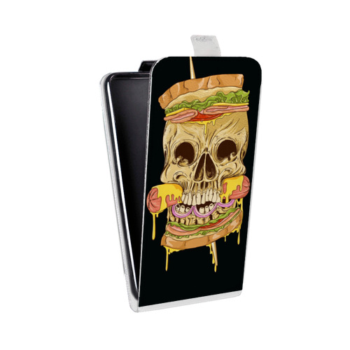 Дизайнерский вертикальный чехол-книжка для Iphone 12 Pro Фастфуд черепа