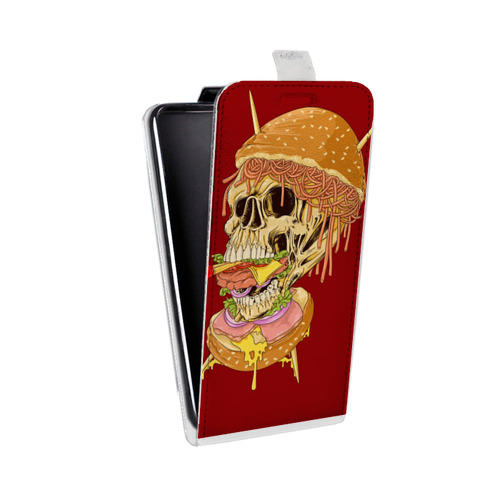Дизайнерский вертикальный чехол-книжка для Iphone 12 Pro Фастфуд черепа