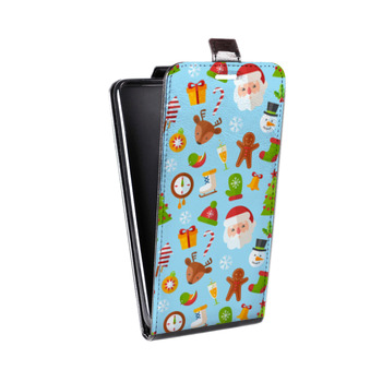 Дизайнерский вертикальный чехол-книжка для Alcatel One Touch Pop D5 Новогодние паттерны (на заказ)