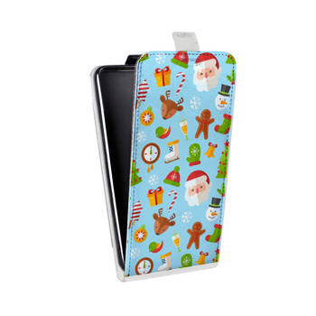 Дизайнерский вертикальный чехол-книжка для Xiaomi Poco X3 Новогодние паттерны (на заказ)