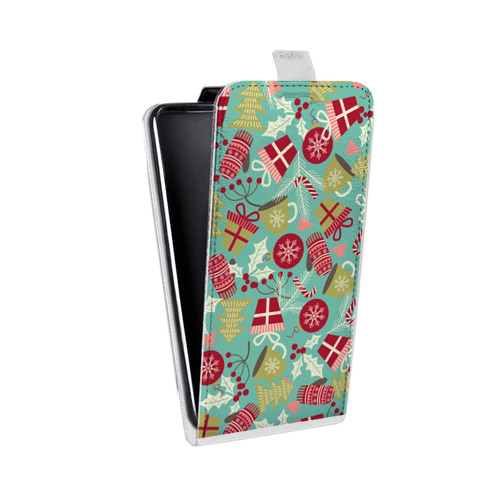 Дизайнерский вертикальный чехол-книжка для LG L70 Новогодние паттерны