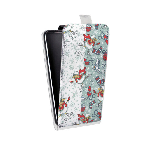 Дизайнерский вертикальный чехол-книжка для LG X Style Новогодние паттерны