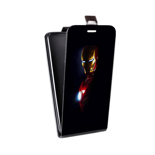 Дизайнерский вертикальный чехол-книжка для LG G7 Fit Железный человек