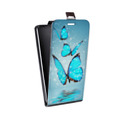 Дизайнерский вертикальный чехол-книжка для Realme 7 Pro Бабочки голубые