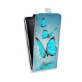 Дизайнерский вертикальный чехол-книжка для Alcatel OneTouch Pop Star Бабочки голубые