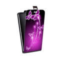 Дизайнерский вертикальный чехол-книжка для Asus ZenFone Live Бабочки фиолетовые