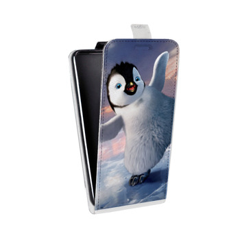 Дизайнерский вертикальный чехол-книжка для Samsung Galaxy S6 Edge Пингвины (на заказ)