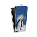 Дизайнерский вертикальный чехол-книжка для Alcatel One Touch Idol S  Пингвины