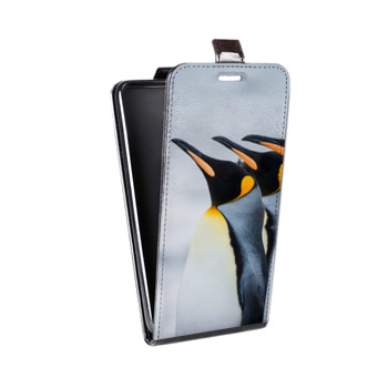 Дизайнерский вертикальный чехол-книжка для Alcatel One Touch Pop D5 Пингвины (на заказ)