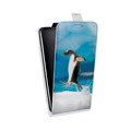 Дизайнерский вертикальный чехол-книжка для HTC Desire 12 Plus Пингвины